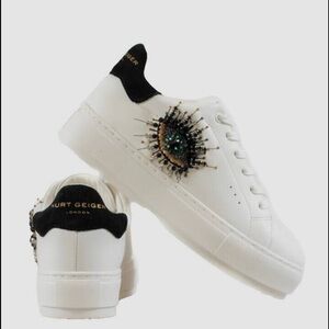 Kurt Geiger London Laney Eye White Leather Platform Sneakers. Size 39